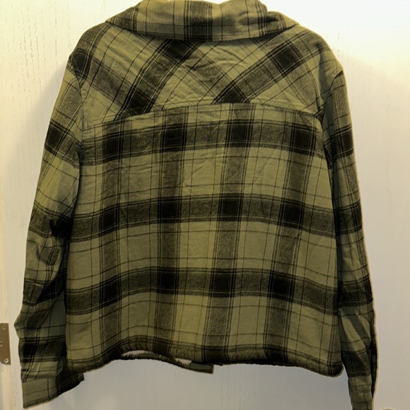 Lucky Brand cotton flannel shirt jacket with Sherpa lining. SZ Large. Snap  NWT - Picture 4 of 6